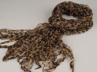 Šál 50x225cm volánkový, pravý hodváb béžový